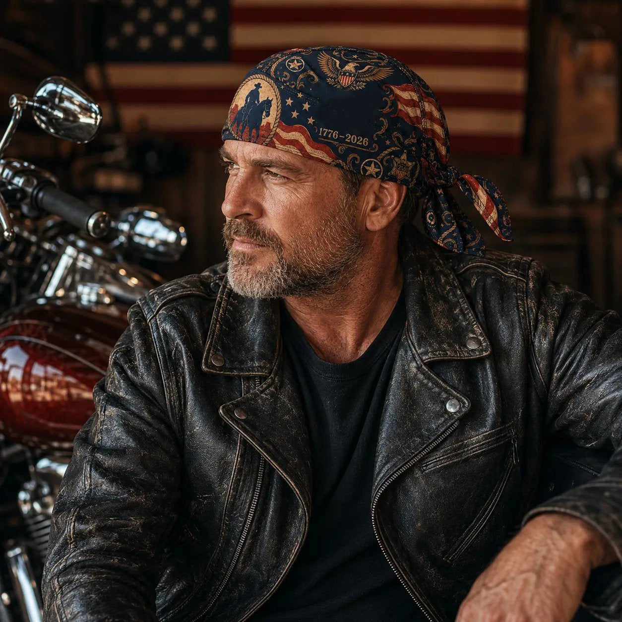 🏍️🏍️America 250 Cycling Pirate Hat / Biker Headwrap