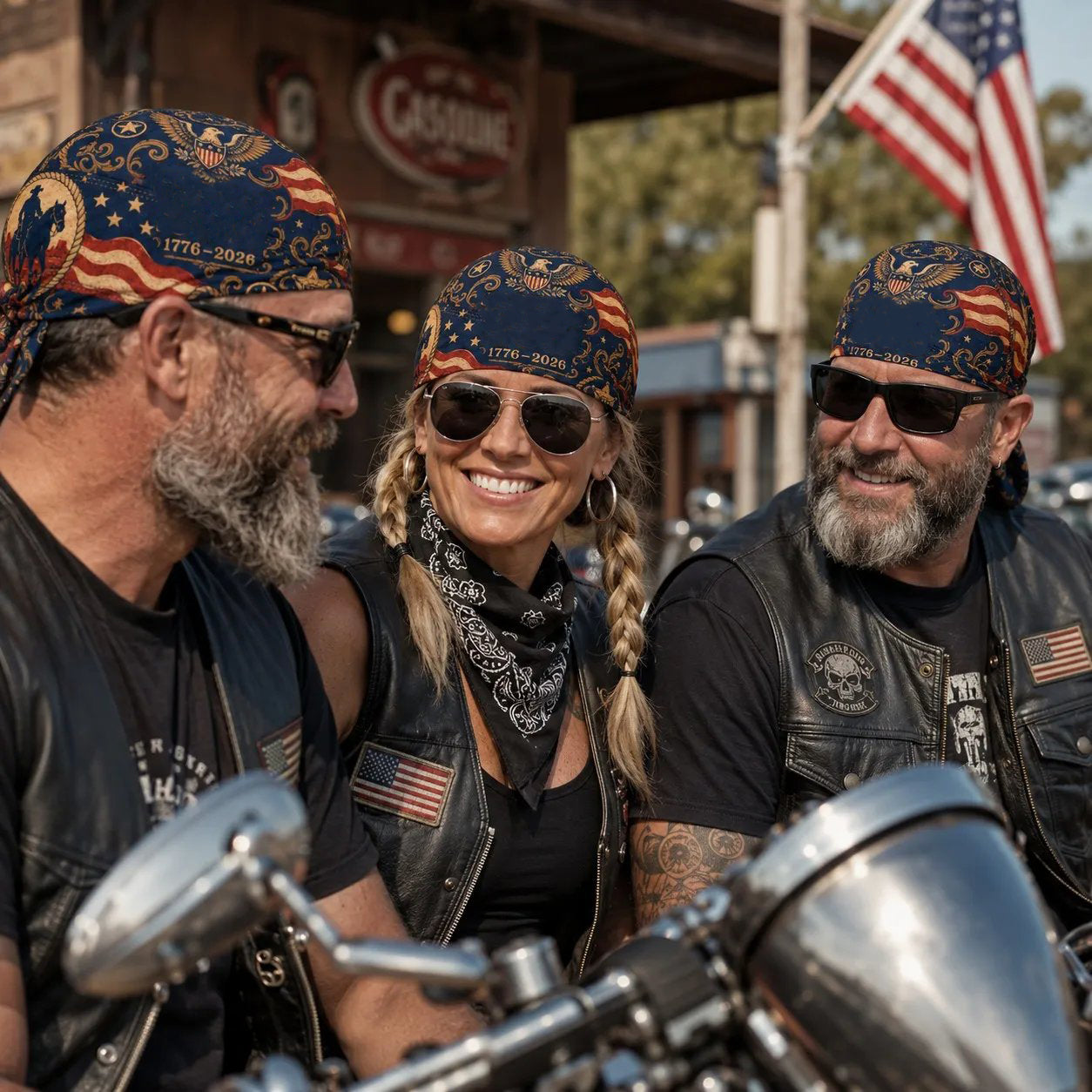🏍️🏍️America 250 Cycling Pirate Hat / Biker Headwrap