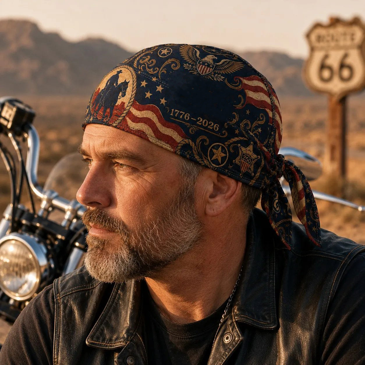 🏍️🏍️America 250 Cycling Pirate Hat / Biker Headwrap