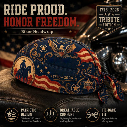 🏍️🏍️America 250 Cycling Pirate Hat / Biker Headwrap