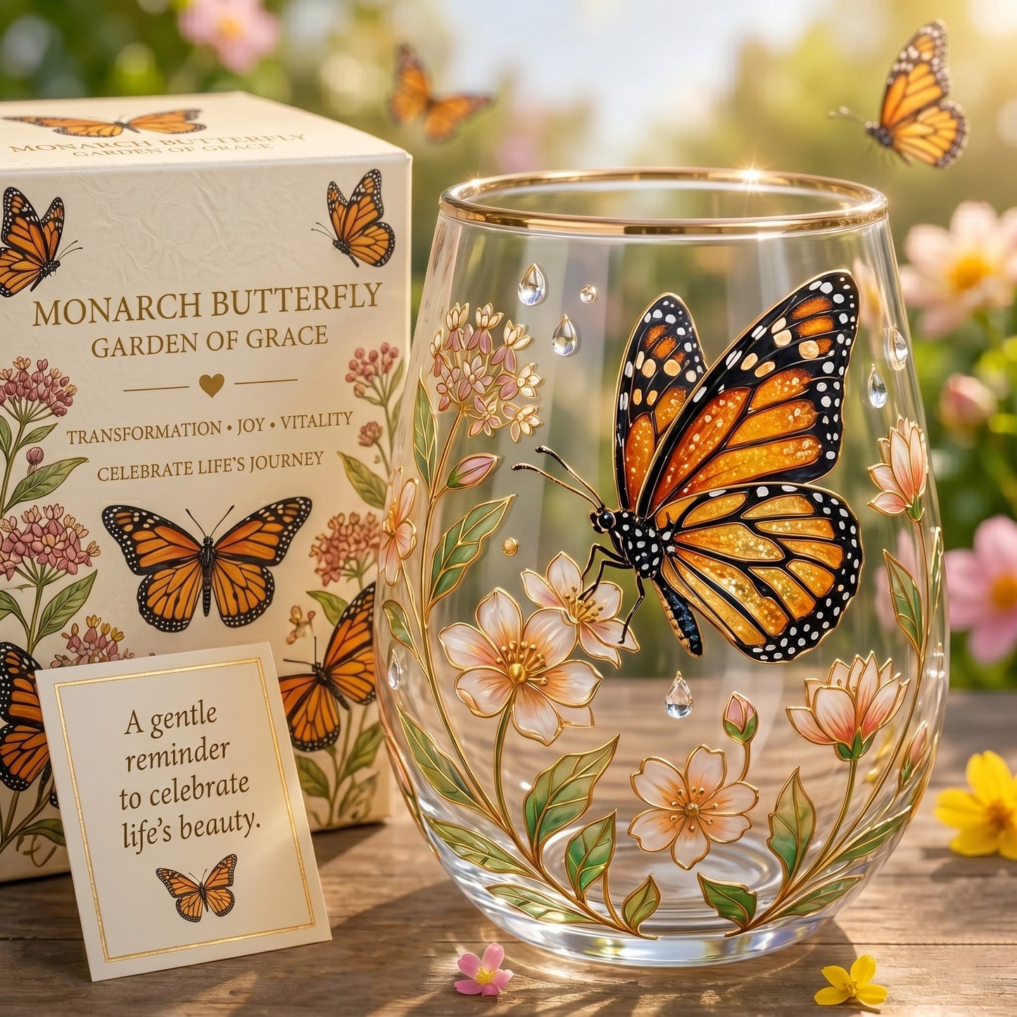 🦩🦩Flamingo Garden of Joy Glass Cup