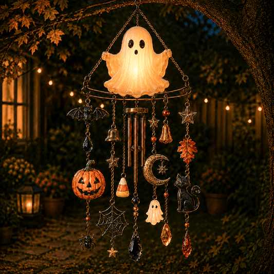 👻👻 Glow-in-the-Dark Ghost Halloween Wind Chime