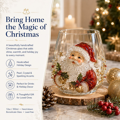 🎄🎄✨ Christmas Glass Art Cup | Luxury  Holiday Glassware for Drinks, Decor & Christmas Gifts 🎁