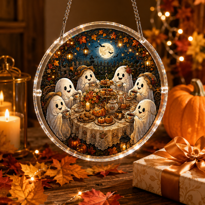 👻👻Halloween Acrylic Jigsaw Puzzle Suncatcher - Gothic Haunted House & Moon