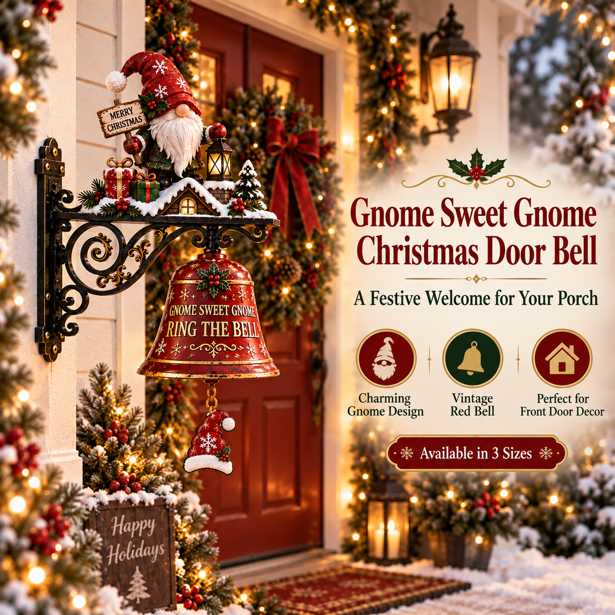 🎅 2026 Christmas Gift 50% Off--🎅🎅 Santa, Ring the Bell! Iron Christmas Door Bell — Vintage Holiday Porch & Entryway Decor