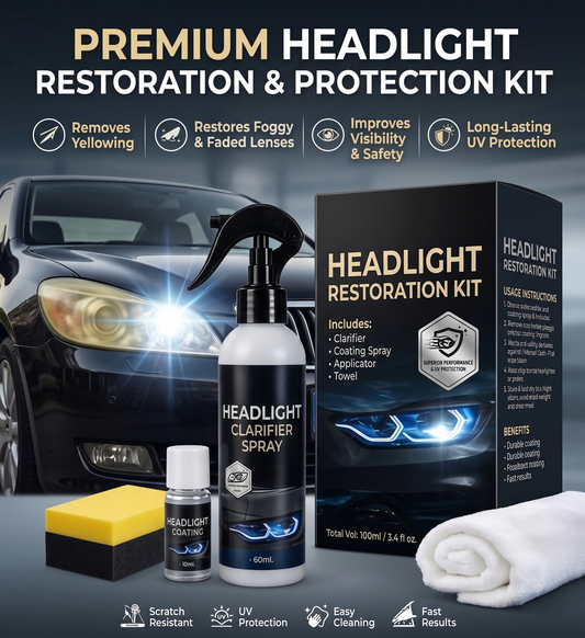 🚘Automotive Headlamp Restoration Fluid Kit – 💡Suitable for Yellowed or Foggy Lenses & Clear Surfaces | Essential for Home & Garage Use🏠