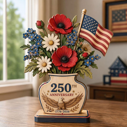 🎇250th Anniversary Patriotic Flower Wooden Block Centerpiece 🇺🇸