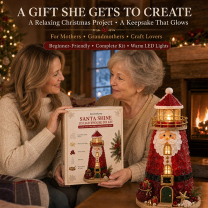 🎅 2026 Christmas Gift 50% Off--🎄Beginner-Friendly DIY Lighted Christmas Character Sea Glass-Style Lighthouse Kit Collection | Complete Kit with Sea Glass-Style Pieces, LED Lights & Step-by-Step Guide Included 💕
