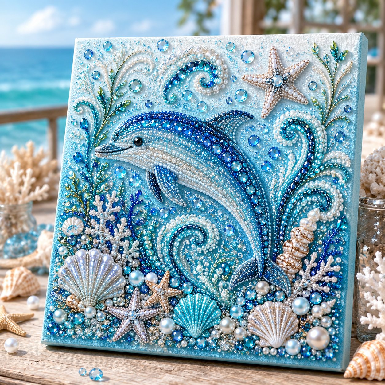 🌊🌊🔥 Last Day 50% OFF - 🌊✨ Ocean Theme Pearl Art DIY Kit – Relaxing DIY Craft to Create Stunning Coastal Artwork