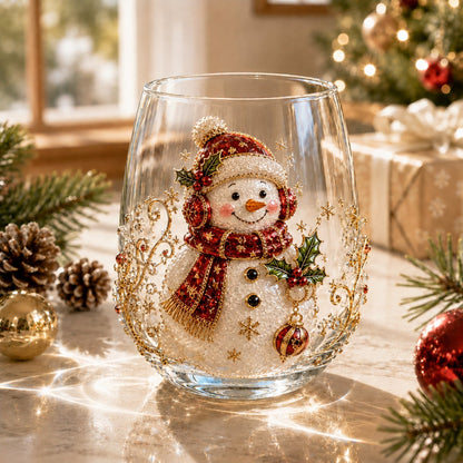 🎄🎄✨ 3D Christmas Glass Art Cup | Luxury Raised Holiday Glassware for Drinks, Decor & Christmas Gifts 🎁