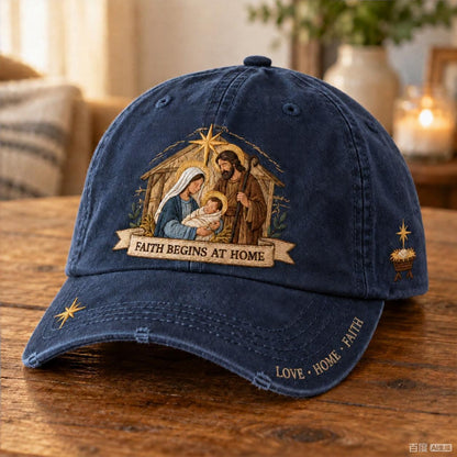 ✝️ Holy Family Faith Begins At Home Baseball Cap