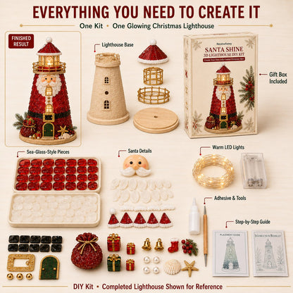 🎅🎅 2026 Christmas Gift 50% Off--🎄Beginner-Friendly DIY Lighted Christmas Character Sea Glass-Style Lighthouse Kit Collection | Complete Kit with Sea Glass-Style Pieces, LED Lights & Step-by-Step Guide Included 💕