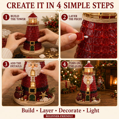 🎅🎅 2026 Christmas Gift 50% Off--🎄Beginner-Friendly DIY Lighted Christmas Character Sea Glass-Style Lighthouse Kit Collection | Complete Kit with Sea Glass-Style Pieces, LED Lights & Step-by-Step Guide Included 💕
