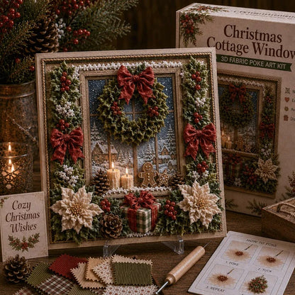 🔥🔥 LAST DAY 49% OFF – 🎄🧵 Premium 3D Christmas Fabric Poke Art Kit | No-Sew Holiday Craft with Pre-Punched Board, Fabric Squares & Display Stand 🎅✨