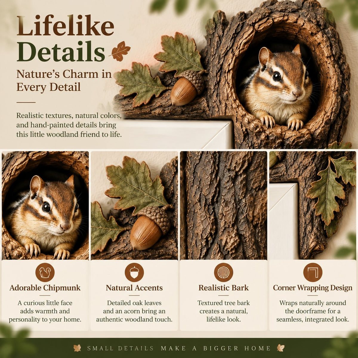 🎅 2026 Christmas Gift 50% Off--⏰LAST DAY 50% OFF 🐿️ 3D Chipmunk Tree Hollow Door Topper | Woodland Animal Doorway Decor For Cozy Nature Homes