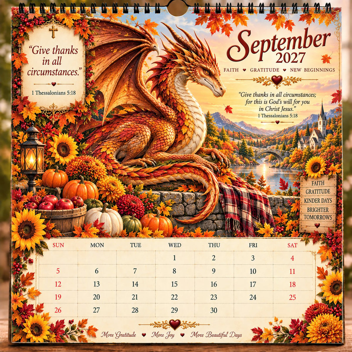 🔥LAST DAY 50% OFF - 🐉📖2027 Dragon Seasons of Faith Calendar – 12 Fantasy Dragons, Scripture & Seasonal Christian Art