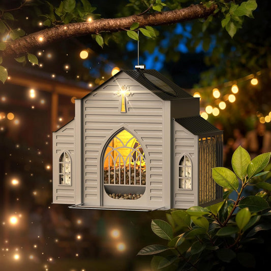 ✝️✝️Last Day 50% OFF-🔥Church-Shaped Metal Solar Bird Feeder🎁Buy 2 Free Shipping