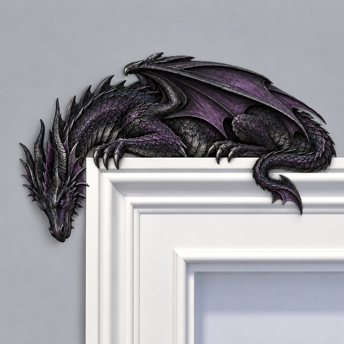 ⏳ ⏳Last Day 50% OFF – 🐉🔥 Sleeping Dragon Door Topper | Medieval Fantasy Dragon Guardian Wall Décor for Doorway, Gaming Room & Gothic Home 🏰✨