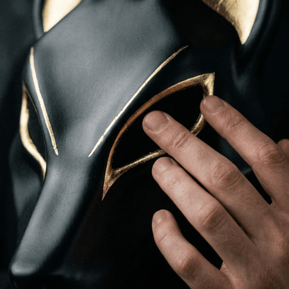 Egyptian Anubis Mask: Hand-Painted Faux Gold Leaf Jackal Mask for Cosplay & Luxury Wall Decor
