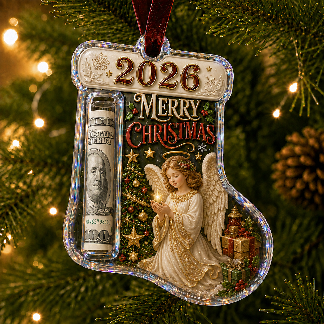 🎅 🎅2026 Christmas Gift 50% Off--Cash Clip Christmas Tree Ornament – Novelty Holiday Money Gift Clip | 9 Festive Styles