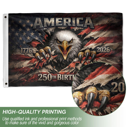 🦅1776-2026 USA 250th Anniversary Flag – Patriotic Eagle Double Sided House Flag