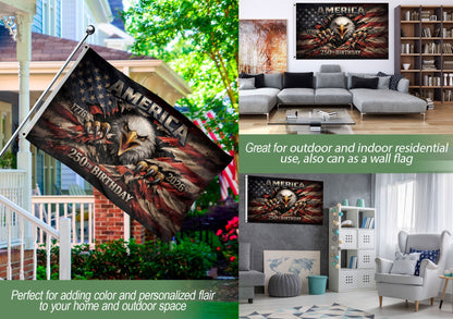 🦅1776-2026 USA 250th Anniversary Flag – Patriotic Eagle Double Sided House Flag