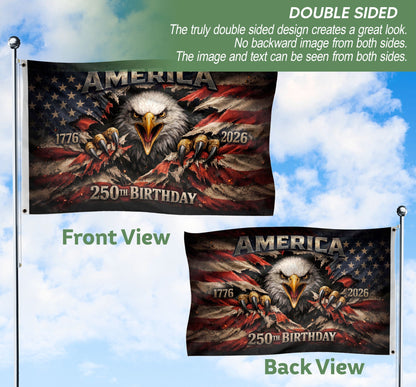 🦅🦅1776-2026 USA 250th Anniversary Flag – Patriotic Eagle Double Sided House Flag