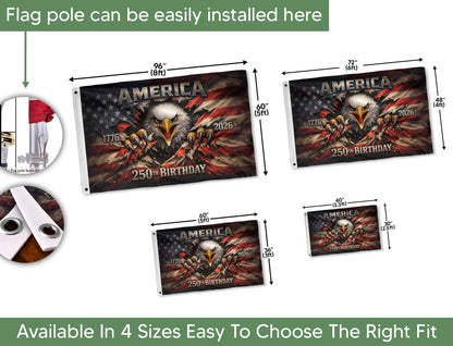 🦅1776-2026 USA 250th Anniversary Flag – Patriotic Eagle Double Sided House Flag