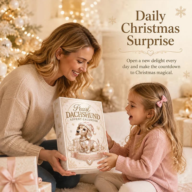 🎅 2026 Christmas Gift 50% Off--2026 Pearl Dachshund Christmas Advent Calendar | 24-Day Dog-Themed Collectible Decor Gift Box