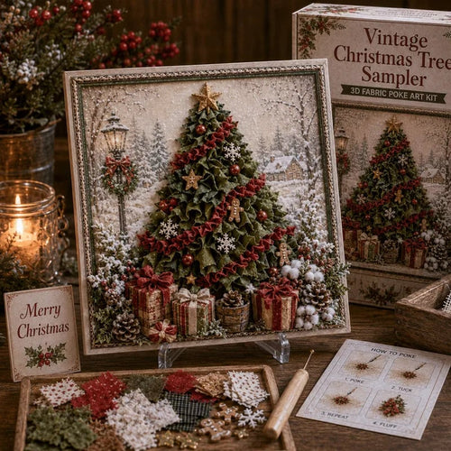 🔥🔥 LAST DAY 49% OFF – 🎄🧵 Premium 3D Christmas Fabric Poke Art Kit | No-Sew Holiday Craft with Pre-Punched Board, Fabric Squares & Display Stand 🎅✨