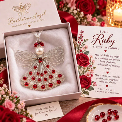 ⏳⏳⏳ Last Day 50% OFF – 👼Handmade Birthstone Angel Wire Ornament |12 Meaningful Birthstone Colors with Keepsake Card ✨