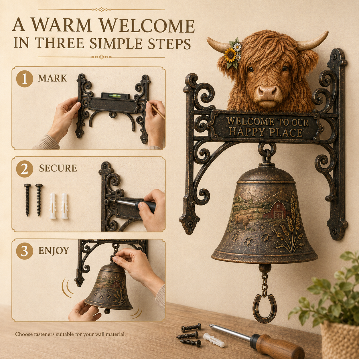 🎅🎅 2026 Christmas Gift 50% Off--🐂Highland Cow Farmhouse Welcome Bell🔔