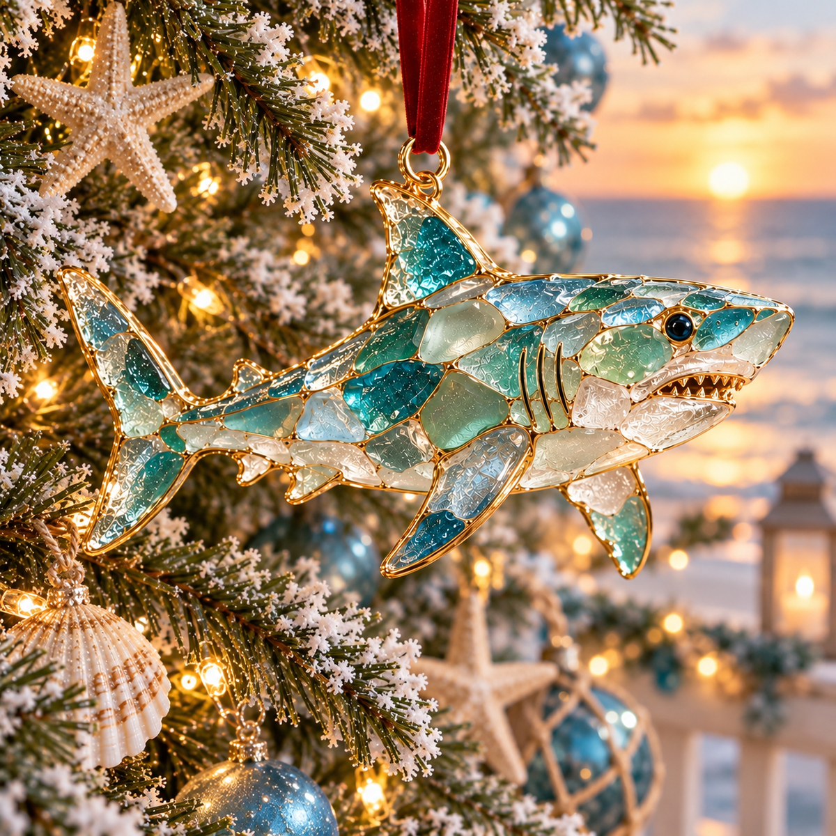🎅🎅 2026 Christmas Gift 50% Off--2026 Ocean Christmas Series Sea Glass Ornament Collection – Seahorse, Octopus, Jellyfish, Shark, Sea Turtle & Whale Coastal Holiday Keepsakes