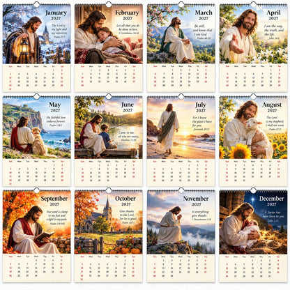 ✝️✝️ 2027 Seasons of Faith Wall Calendar | 12 Months of Christian-Inspired Artwork, Peaceful Countryside Scenes & Shepherd Imagery for Home, Prayer Spaces & Meaningful Gifts 🌿