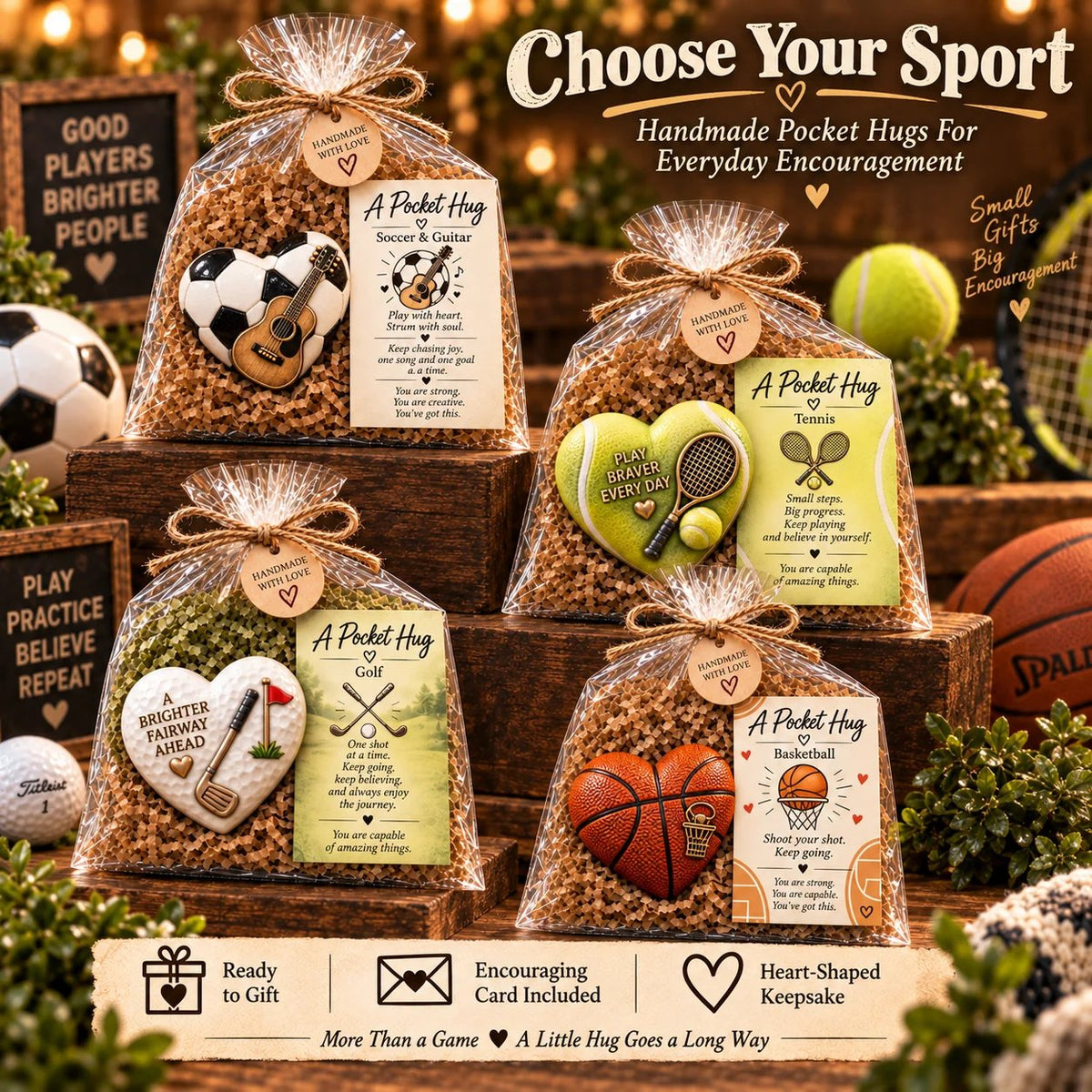 🏆 Sports Pocket Hug – Inspirational Keepsake Gift for Athletes & Sports Lovers ❤️