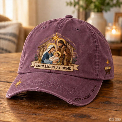 ✝️ Holy Family Faith Begins At Home Baseball Cap