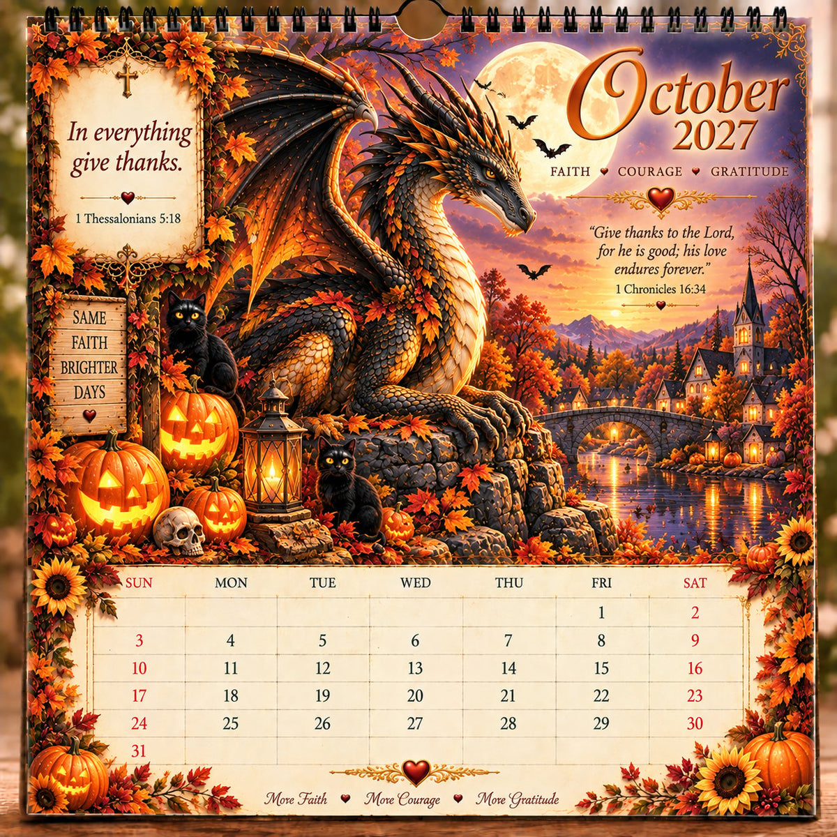 🔥🔥LAST DAY 50% OFF - 🐉📖2027 Dragon Seasons of Faith Calendar – 12 Fantasy Dragons, Scripture & Seasonal Christian Art