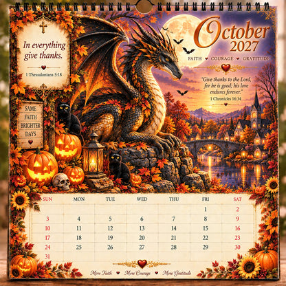 🔥🔥LAST DAY 50% OFF - 🐉📖2027 Dragon Seasons of Faith Calendar – 12 Fantasy Dragons, Scripture & Seasonal Christian Art