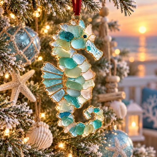 🎅🎅 2026 Christmas Gift 50% Off--2026 Ocean Christmas Series Sea Glass Ornament Collection – Seahorse, Octopus, Jellyfish, Shark, Sea Turtle & Whale Coastal Holiday Keepsakes