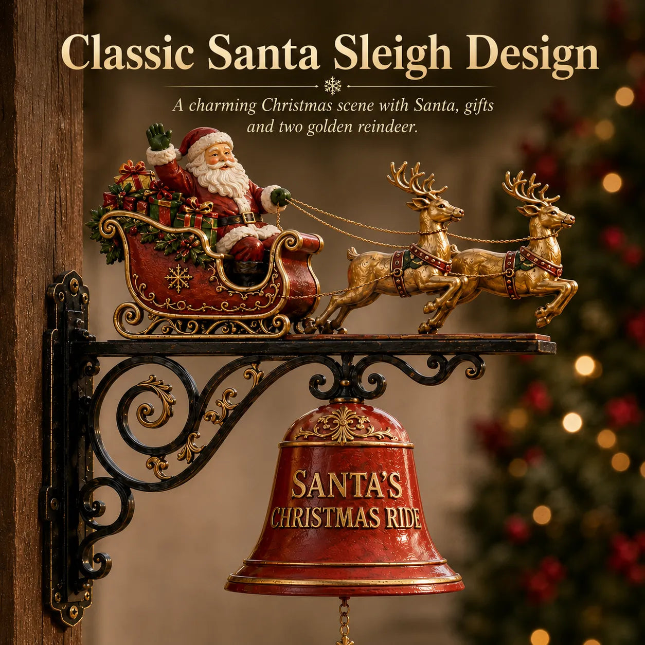 🎅 2026 Christmas Gift 50% Off--🎅 Santa Sleigh with Reindeer & Bell | 3D Christmas Outdoor Decoration