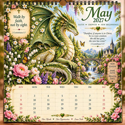 🔥🔥LAST DAY 50% OFF - 🐉📖2027 Dragon Seasons of Faith Calendar – 12 Fantasy Dragons, Scripture & Seasonal Christian Art
