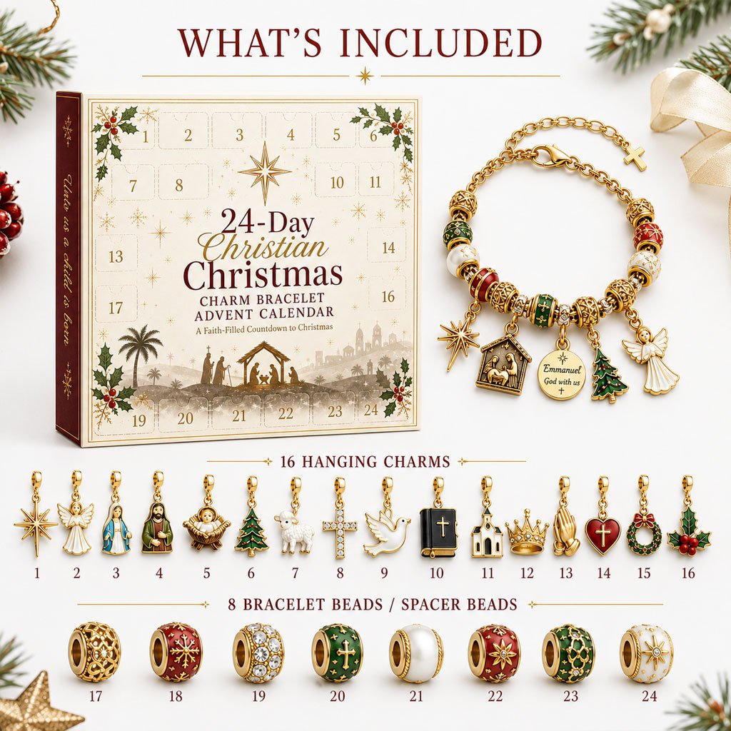 🎅🎅 2026 Christmas Gift 50% Off--🎄24-Day Christian Christmas Charm Bracelet Advent Calendar