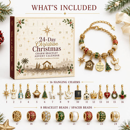 🎅 2026 Christmas Gift 50% Off--🎄24-Day Christian Christmas Charm Bracelet Advent Calendar