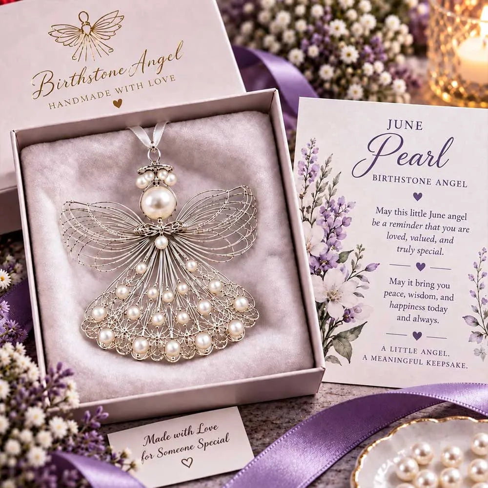 ⏳⏳⏳ Last Day 50% OFF – 👼Handmade Birthstone Angel Wire Ornament |12 Meaningful Birthstone Colors with Keepsake Card ✨