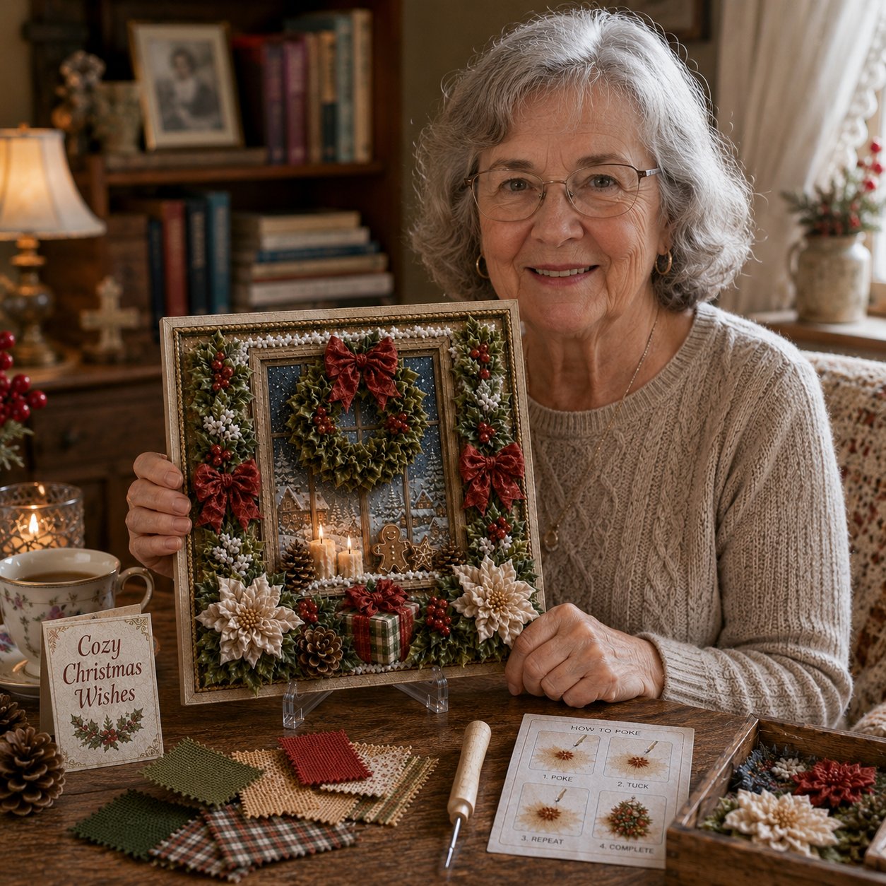 🔥🔥 LAST DAY 49% OFF – 🎄🧵 Premium 3D Christmas Fabric Poke Art Kit | No-Sew Holiday Craft with Pre-Punched Board, Fabric Squares & Display Stand 🎅✨