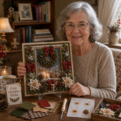 🔥🔥 LAST DAY 49% OFF – 🎄🧵 Premium 3D Christmas Fabric Poke Art Kit | No-Sew Holiday Craft with Pre-Punched Board, Fabric Squares & Display Stand 🎅✨