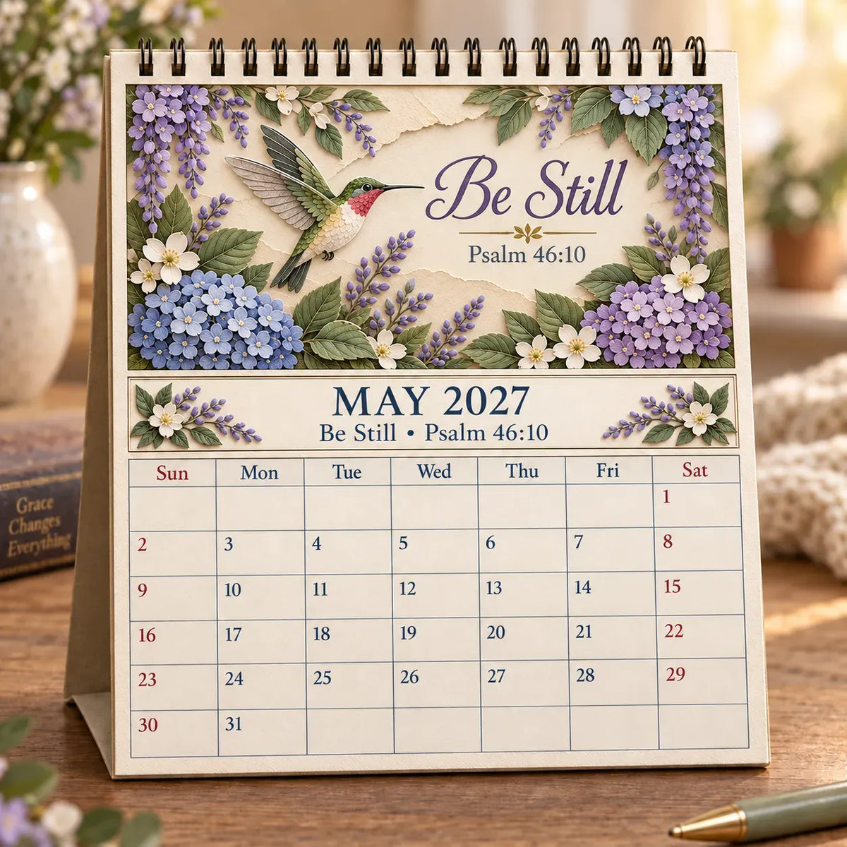 ✝️ 3D Christian Calendar 2027 | 12 Scripture Designs with Nature Scenes, Birds & Flowers for Faith-Filled Homes & Meaningful Gifts 🎁