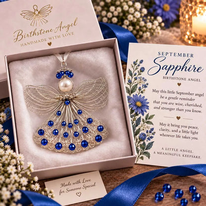 ⏳⏳⏳ Last Day 50% OFF – 👼Handmade Birthstone Angel Wire Ornament |12 Meaningful Birthstone Colors with Keepsake Card ✨
