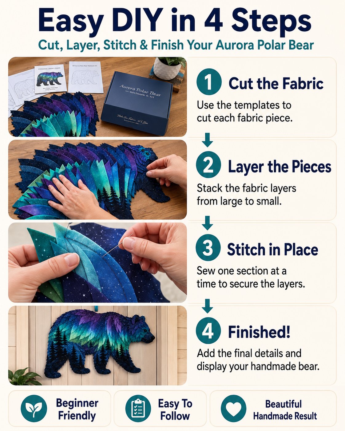 ⏳🌌🌌Last Day 50% OFF - 🐺Northern Lights Wildlife DIY Patchwork Kit