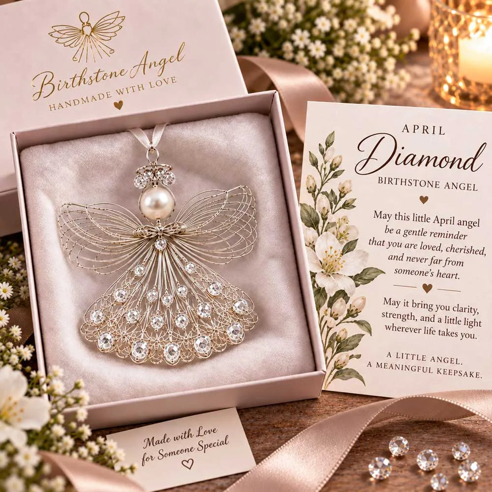 ⏳⏳⏳ Last Day 50% OFF – 👼Handmade Birthstone Angel Wire Ornament |12 Meaningful Birthstone Colors with Keepsake Card ✨